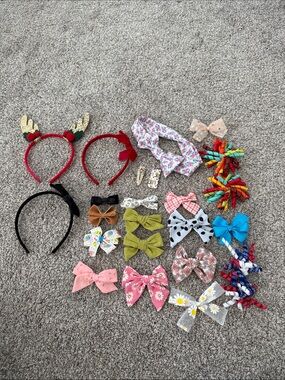 Hair Accessory Set - Colorful Bows & Headbands bundle for girls